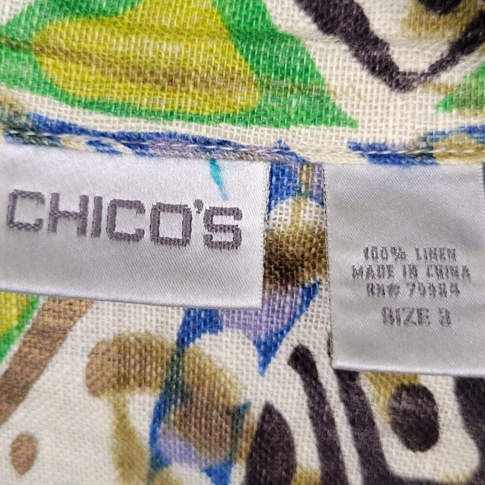 Chico's Vintage Funky Abstract 70s Button Down Shacket Linen Tunic Plus XL - Picture 6 of 6